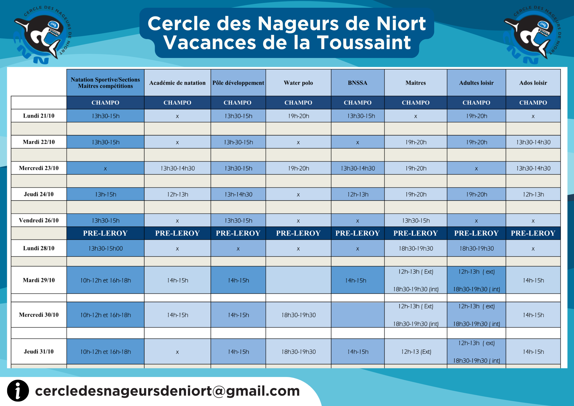 horaire vacances toussaint ok